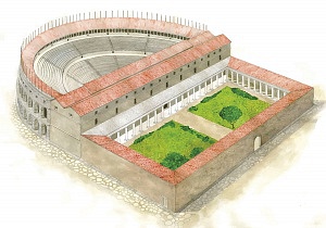 Disegno ricostruttivo del teatro romano.