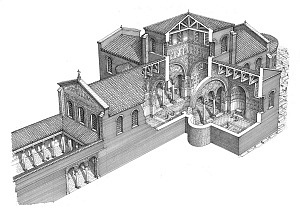 Disegno ricostruttivo della Basilica Apostolorum.